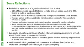 Knowledge is power - Impact of interactive radio programming on women's empowerment and agricultural development outcomes in Malawi