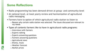 Knowledge is power - Impact of interactive radio programming on women's empowerment and agricultural development outcomes in Malawi