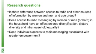 Knowledge is power - Impact of interactive radio programming on women's empowerment and agricultural development outcomes in Malawi