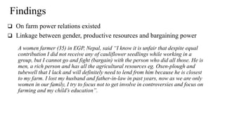 Gendered challenges of bargaining in agricultural value chain in the Eastern Gangetic Plains