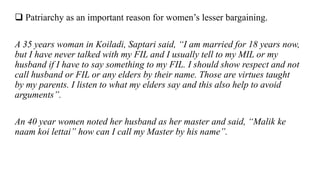 Gendered challenges of bargaining in agricultural value chain in the Eastern Gangetic Plains