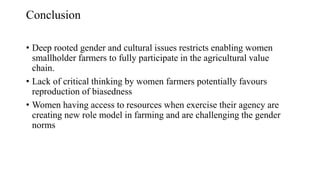 Gendered challenges of bargaining in agricultural value chain in the Eastern Gangetic Plains