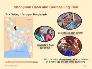 Shonjibon cash transfer and nutrition counselling trial in rural Bangladesh - the impact on women's empowerment