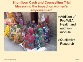 Shonjibon cash transfer and nutrition counselling trial in rural Bangladesh - the impact on women's empowerment