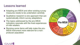 Understanding empowerment among retailers in the informal milk sector in peri-urban Nairobi: Informing an adaptation of the project-level Women's Empowerment in Agriculture Index