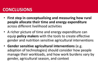 Giving visibility to the invisible - Embedding gendered patterns of work intensity in agriculture-nutrition research