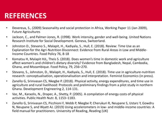 Giving visibility to the invisible - Embedding gendered patterns of work intensity in agriculture-nutrition research