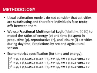 Giving visibility to the invisible - Embedding gendered patterns of work intensity in agriculture-nutrition research