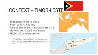 Assessing livestock husbandry, gendered decision-making and dietary quality among smallholder households in rural Timor-Leste