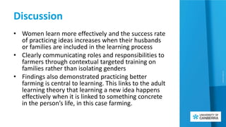 Learning to work as a farming family team: Farmer responses to a gender-inclusive approach to extension