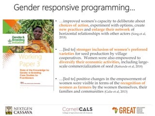 Gender-responsive breeding and product profiles - Developing gender-responsive plant and animal breeding programs: principles, methods and tools