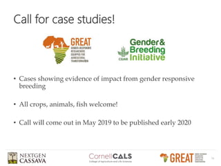 Gender-responsive breeding and product profiles - Developing gender-responsive plant and animal breeding programs: principles, methods and tools