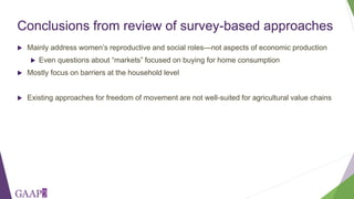 Developing measures of freedom of movement for gender studies of agricultural value chains