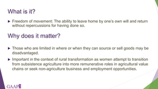 Developing measures of freedom of movement for gender studies of agricultural value chains