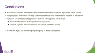 Developing measures of freedom of movement for gender studies of agricultural value chains