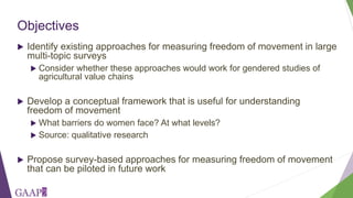 Developing measures of freedom of movement for gender studies of agricultural value chains