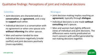 Intra-household decision-making processes: What the qualitative and quantitative data tell us