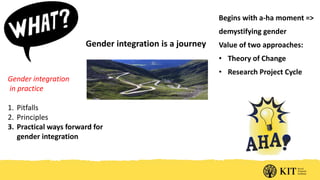 Integrating gender in aquaculture and small scale fisheries agri-food systems research: Pitfalls, principles & practical ways forward