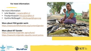 Integrating gender in aquaculture and small scale fisheries agri-food systems research: Pitfalls, principles & practical ways forward