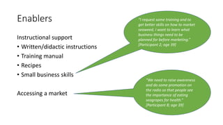 Empowering women in seaweed utilisation for food: A cross-country peer-led approach