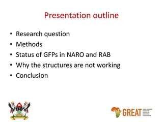 Why gender focal person structures are not working in Rwanda and Uganda's national agricultural research organizations