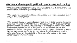 Gendered participation in the rice value chain. New insights from Kyela, Tanzania