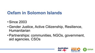 Community perceptions of gender norms and economic opportunity in Solomon Islands