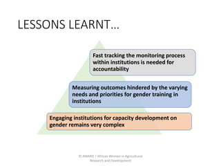 Effective gender training for agricultural researchers: Lessons learned for best practice