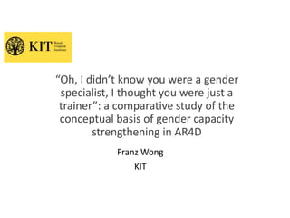 Effective gender training for agricultural researchers: Lessons learned for best practice