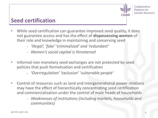 Gender dynamics in seed systems