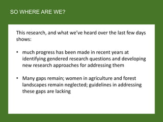 Catalyzing gender-forests action