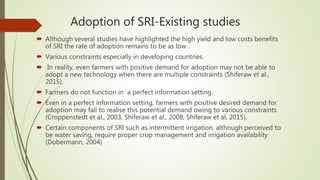 Understanding the adoption of multiple packages of system of rice intensification and its gender implications