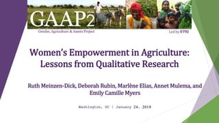 Women's empowerment in agriculture lessons from qualitative research
