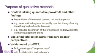 Women's empowerment in agriculture lessons from qualitative research