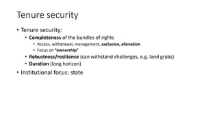 Women's tenure security on collective lands - implications for measurement and policy