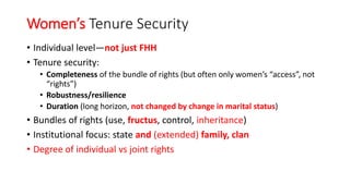 Women's tenure security on collective lands - implications for measurement and policy