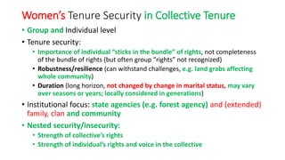 Women's tenure security on collective lands - implications for measurement and policy