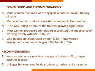 Commercializing OFSP in Mozambique: a gendered perspective