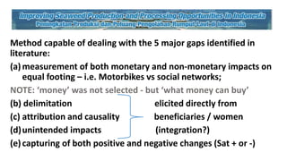 Using wellbeing concept to measure economic and social impacts: A case study of the seaweed processing women's groups in Indonesian villages