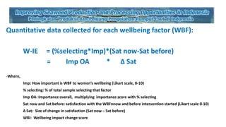 Using wellbeing concept to measure economic and social impacts: A case study of the seaweed processing women's groups in Indonesian villages