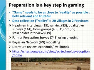 What influences smallholder adoption of proven agricultural technologies? Identifying differences in men and women' agricultural production decision making in Southern Laos using collective behaviour elicitation (CBE) gaming activities