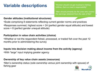 Gender transformative change along the capture fishery value chain: Panel evidence from the Barotse Floodplain, Zambia