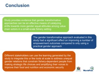 Gender transformative change along the capture fishery value chain: Panel evidence from the Barotse Floodplain, Zambia