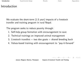 Paying it forward: short-term impacts of a livelihoods program with built-in spillovers