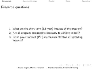 Paying it forward: short-term impacts of a livelihoods program with built-in spillovers