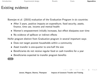 Paying it forward: short-term impacts of a livelihoods program with built-in spillovers