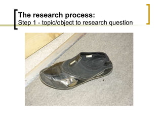 The research process: Step 1 - topic/object to research question 