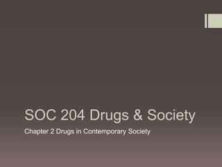 SOC 204 Drugs & Society
Chapter 2 Drugs in Contemporary Society
 