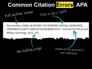 Common Citation Errors. APA
 