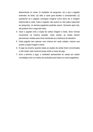 Jogo da memória do trabalho - regras